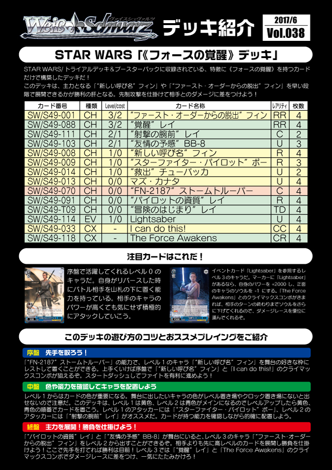 STAR WARS「《フォースの覚醒》デッキ」レシピ紹介 ｜ ヴァイス