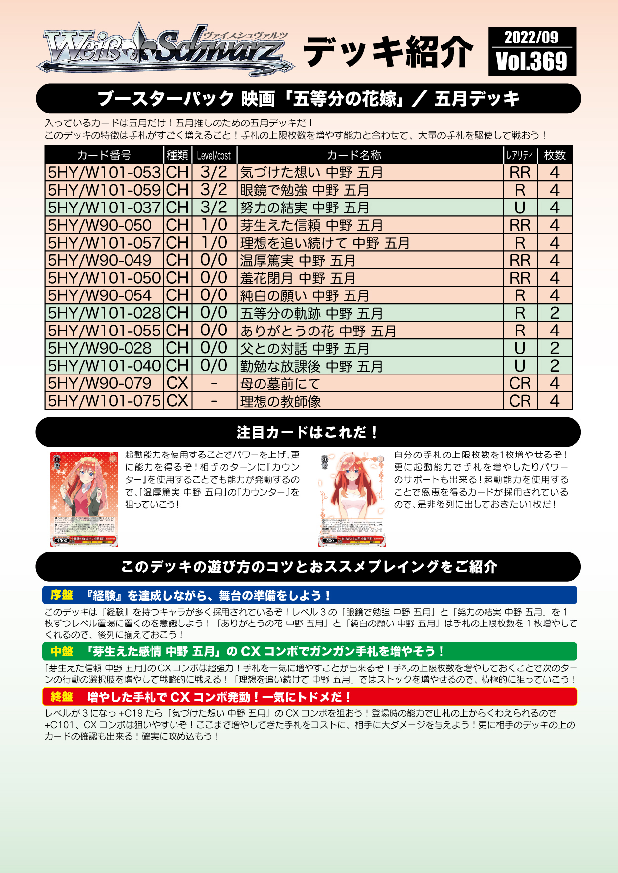 特別訳あり特価】 五等分の花嫁 五月軸 デッキ ヴァイスシュヴァルツ