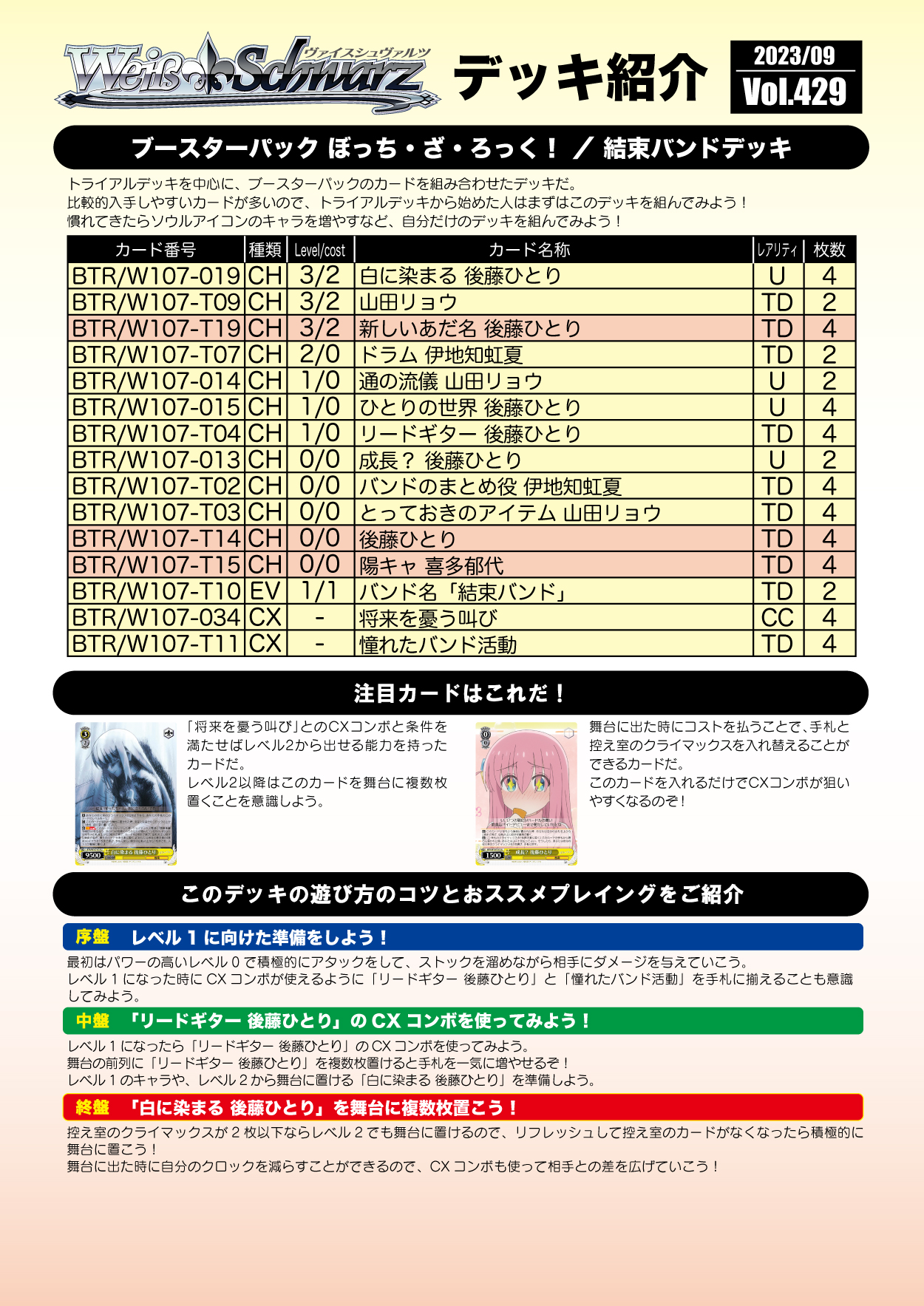 ヴァイスシュヴァルツ ぼっち・ざ・ろっく！トライアルデッキ 開封済み