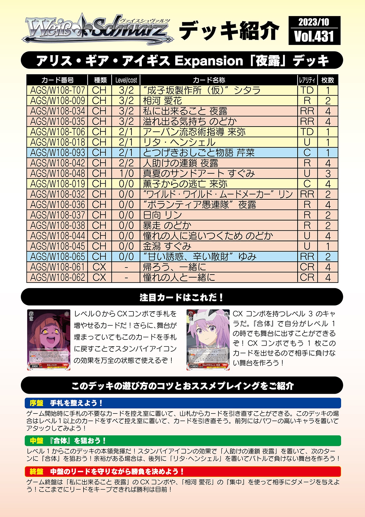 アリスギアアイギスヴァイスシュヴァルツ　アリスギアアイギス　デッキ