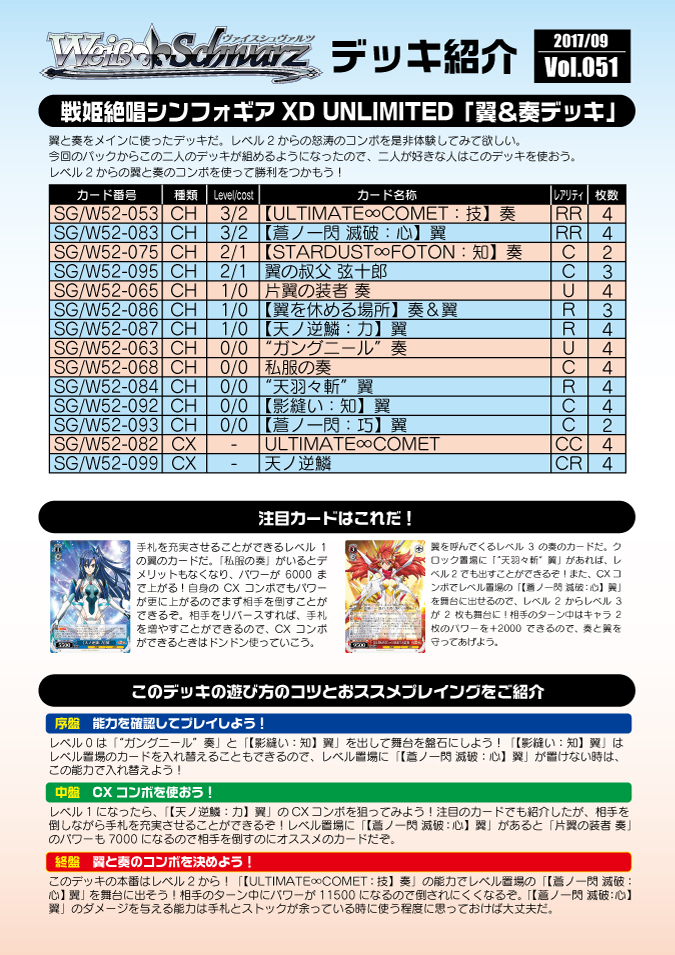 ヴァイスシュヴァルツ シンフォギア 翼&調デッキ-