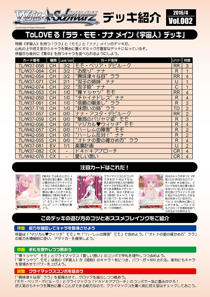 ヴァイスヴァイスシュヴァルツ　ToLOVEる　トラブル　デッキ